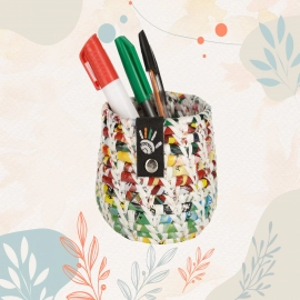 Happy Cultures | Recycled Wrapper Pen Stand | Handcrafted