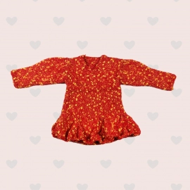 Happy Cultures | Red Spotted Woollen Frock | 0 - 6 Months