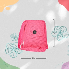 Happy Cultures | Rose Pink Crocheted Sling Bag | Handcrafted