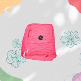 Happy Cultures | Rose Pink Crocheted Sling Bag | Handcrafted