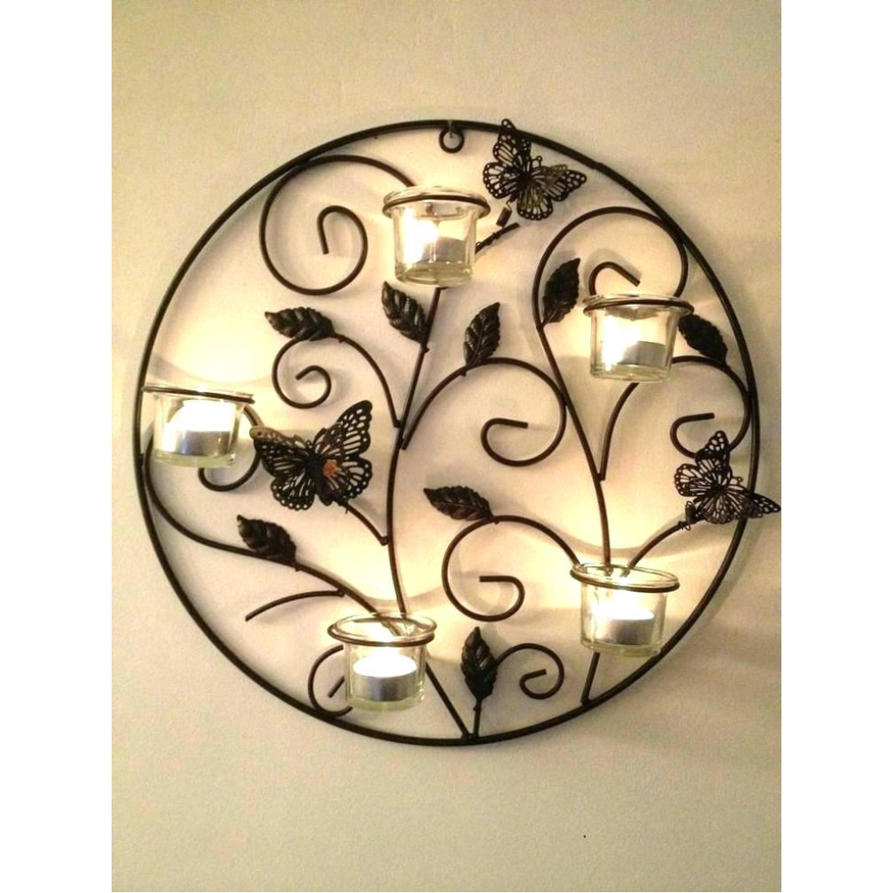 Round Wall Tealight Holder | With Butterfly Touch | Wall Decor Candle Stand
