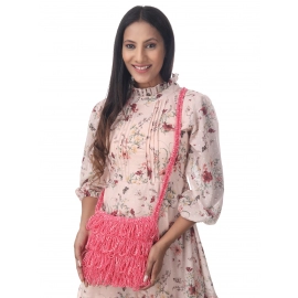 Happy Cultures |  Jhalar Crocheted Messenger Bag | Salmon Pink