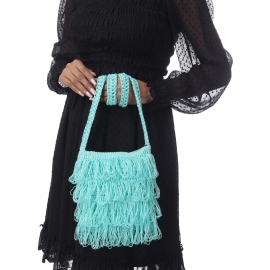 Happy Cultures |  Jhalar Crocheted Messenger Bag | Sea Green