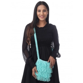 Happy Cultures |  Jhalar Crocheted Messenger Bag | Sea Green