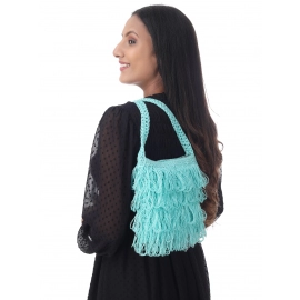 Happy Cultures |  Jhalar Crocheted Messenger Bag | Sea Green