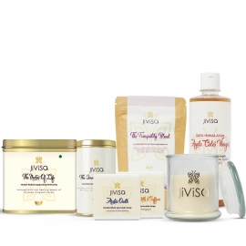 Jivisa |Self Care Wellness Bundle | Set of 7 | Himalayan Delight - Almond Milk and Saffron / Seven Spice / Lemongrass