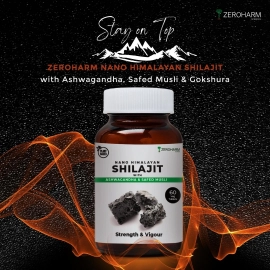 Zeroharm | Nano Himalayan Shilajit With Ashwagandha & Safed Musli | 180 Tablets