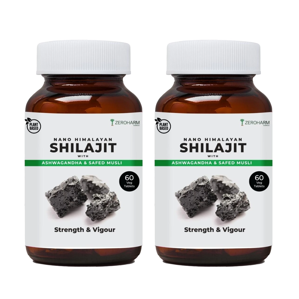 Zeroharm | Nano Himalayan Shilajit With Ashwagandha & Safed Musli | 120 Tablets