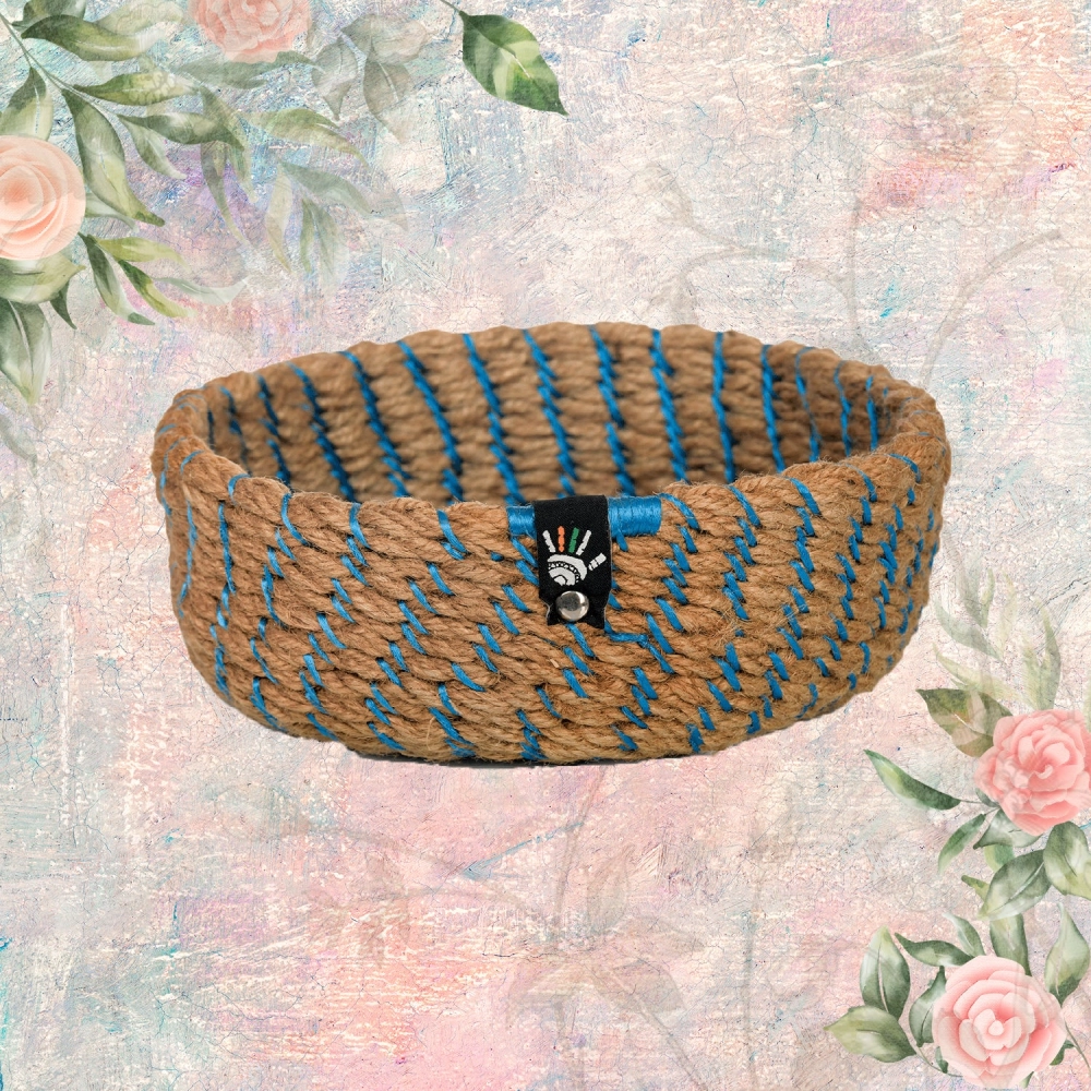 Happy Cultures | Sky Blue Jute Basket | Handcrafted