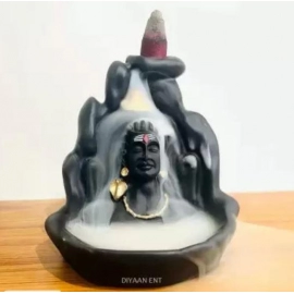 Smoke Fountain Lord Shiva Cone Incense Holder Showpiece with 10 Free Smoke Backflow