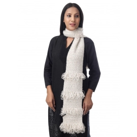 Happy Cultures Snow White Jhalar Crocheted Scarf | Handmade