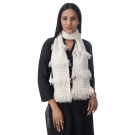 Happy Cultures Snow White Jhalar Crocheted Scarf | Handmade