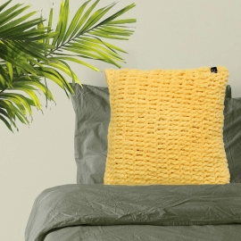 Happy Cultures Solid Yellow Cushion Cover | Handcrafted