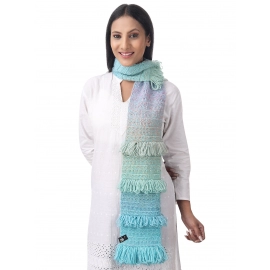 Happy Cultures Spirited Spectrum Multicolor Jhalar Crocheted Scarf | Handmade