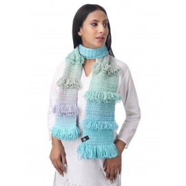 Happy Cultures Spirited Spectrum Multicolor Jhalar Crocheted Scarf | Handmade