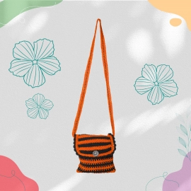 Happy Cultures | Tangerine Black Crocheted Sling Bag | Handcrafted