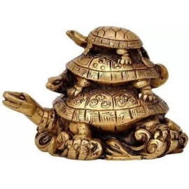 Three Tiered Turtle Tortoise Family For Health And Good Luck For Home Decor | 12cm