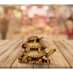 Three Tiered Turtle Tortoise Family For Health And Good Luck For Home Decor | 12cm