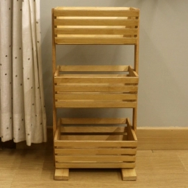 Barish Handcrafted Decor Veg & Fruit Basket 3 Tier | Rubberwood