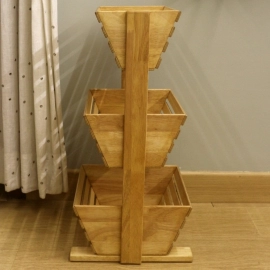 Barish Handcrafted Decor Veg & Fruit Basket 3 Tier | Rubberwood