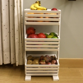 Barish Handcrafted Decor Veg & Fruit Basket 3 Tier | White