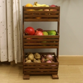 Barish Handcrafted Decor Veg & Fruit Basket 3 Tier | Walnut