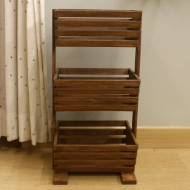 Barish Handcrafted Decor Veg & Fruit Basket 3 Tier | Walnut