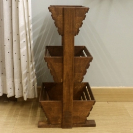 Barish Handcrafted Decor Veg & Fruit Basket 3 Tier | Walnut