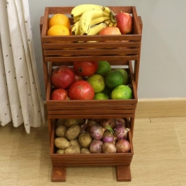 Barish Handcrafted Decor Veg & Fruit Basket 3 Tier | Firewood