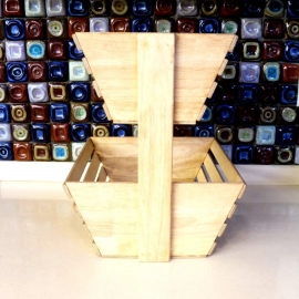 Barish Handcrafted Decor Veg & Fruit Basket | 2 Tier | Rubberwood