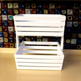 Barish Handcrafted Decor Veg & Fruit Basket | 2 Tier | White