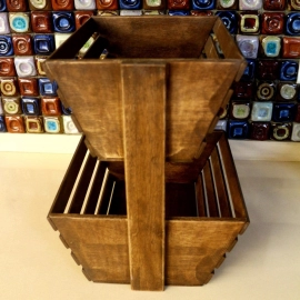 Barish Handcrafted Decor Veg & Fruit Basket | 2 Tier | Walnut