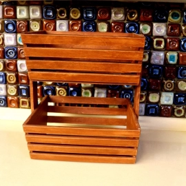 Barish Handcrafted Decor Veg & Fruit Basket | 2 Tier | Firewood