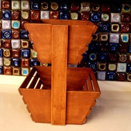 Barish Handcrafted Decor Veg & Fruit Basket | 2 Tier | Firewood