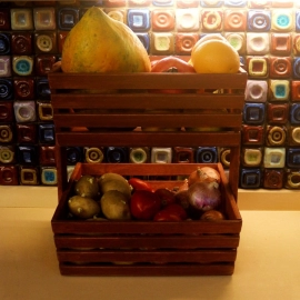 Barish Handcrafted Decor Veg & Fruit Basket | 2 Tier | Firewood