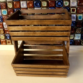 Barish Handcrafted Decor Veg & Fruit Basket | 2 Tier | Walnut