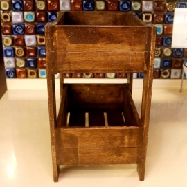 Barish Handcrafted Decor Veg & Fruit Simple Basket | 2 Tier | Walnut