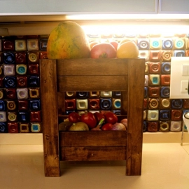 Barish Handcrafted Decor Veg & Fruit Simple Basket | 2 Tier | Walnut