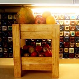 Barish Handcrafted Decor Veg & Fruit Simple Basket | 2 Tier | Rubberwood