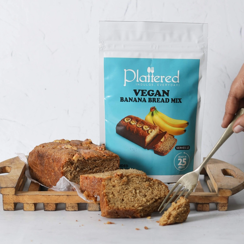 Plattered Vegan Banana Bread Mix | Eggless | Pack of 2