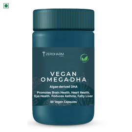Zeroharm | Vegan Omega 3 DHA Capsules | For Heart, Brain, Eye, Skin, Muscles, Bone | 180 Capsules