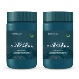 Zeroharm | Vegan Omega 3 DHA Capsules | For Heart, Brain, Eye, Skin, Muscles, Bone | 120 Capsules