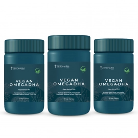 Zeroharm | Vegan Omega 3 DHA Capsules | For Heart, Brain, Eye, Skin, Muscles, Bone | 180 Capsules