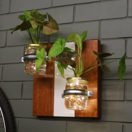 Barish Handcrafted Decor Wall Mounted Planter | Set of 2 Jars | Firewood