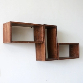 Barish Handcrafted Decor Wall Shelves Rectangular | Set Of 3 | Walnut