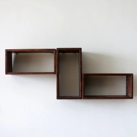 Barish Handcrafted Decor Wall Shelves Rectangular | Set Of 3 | Walnut