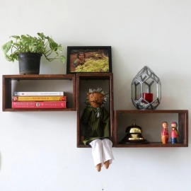 Barish Handcrafted Decor Wall Shelves Rectangular | Set Of 3 | Walnut