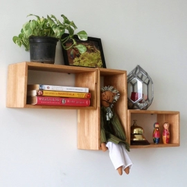 Barish Handcrafted Decor Wall Shelves Rectangular | Set Of 3 | Rubberwood