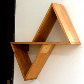 Barish Handcrafted Decor Wooden Wall Shelf Triangular | Rubberwood