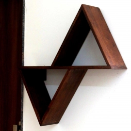 Barish Handcrafted Decor Wooden Wall Shelf Triangular | Walnut